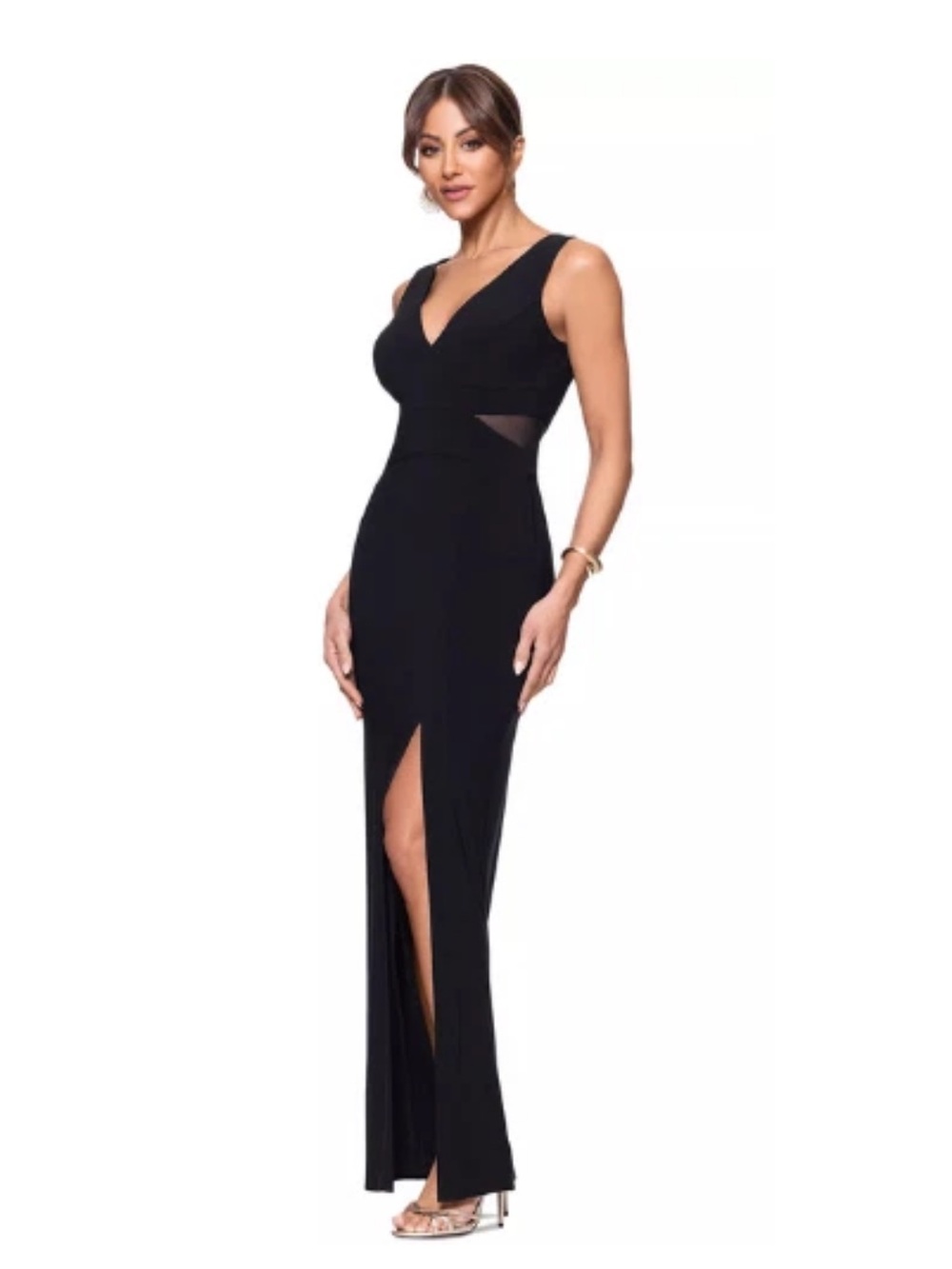XSCAPE Evening Gown Mesh Insert Women’s Size 14 Black 9134